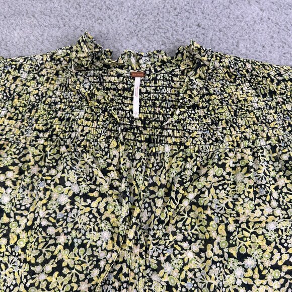 Free People Lela Green Coral Floral Long Sleeve Shirt Size Small - Picture 4 of 12